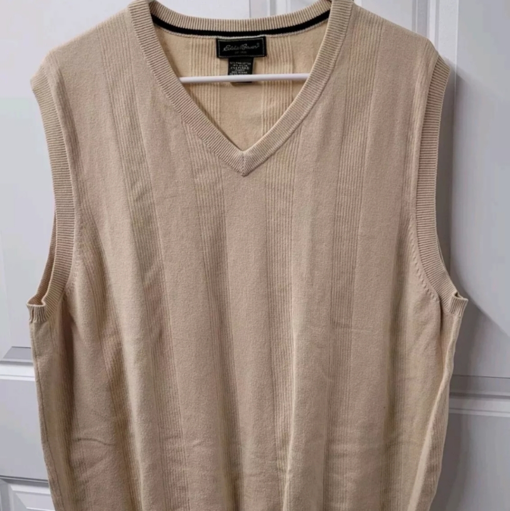 Eddie Bauer Men's Sweater Vest Size: XL Pullover Pima Cotton Blend V-Neck